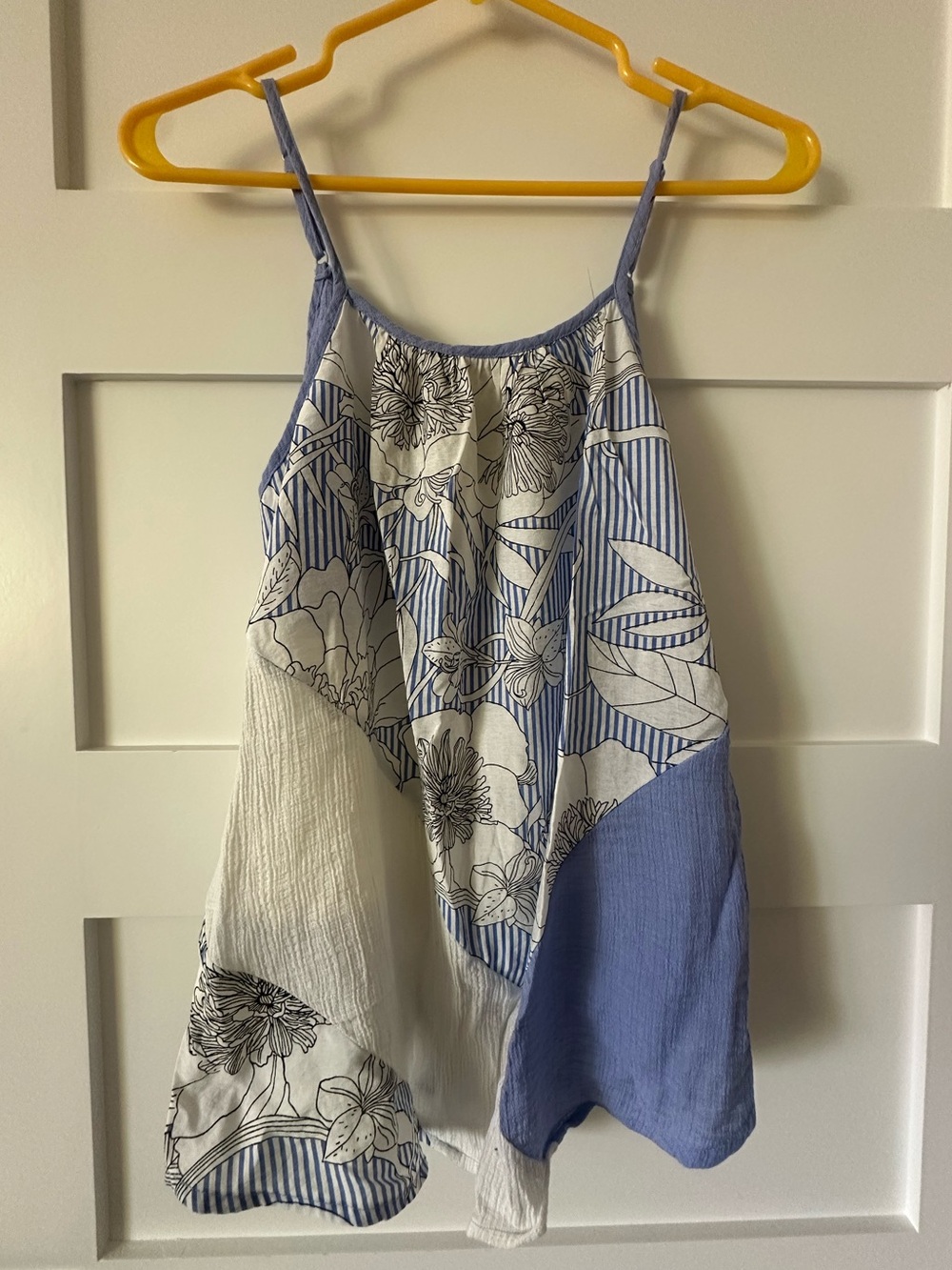 Doe & Rae Blue and White Floral Patchwork Camisole